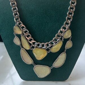 Chunky Silver and Yellow Statement‎ Necklace